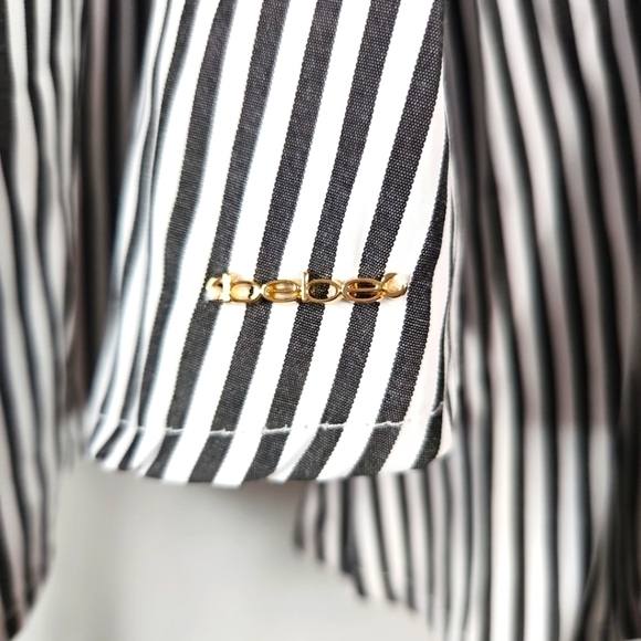 Bebe Grey & White Stripe Blouse NWT - Picture 3 of 6